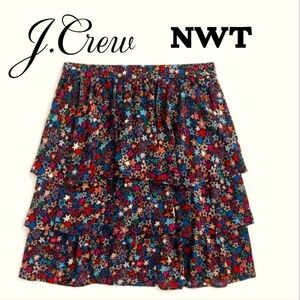 J.CREW Kaleidoscope Star Print Tiered Skirt Multicolor Size 4 [NWT]